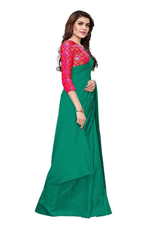 Generic Women's Zoya Silk Saree (Green, 5-6 Mtrs)