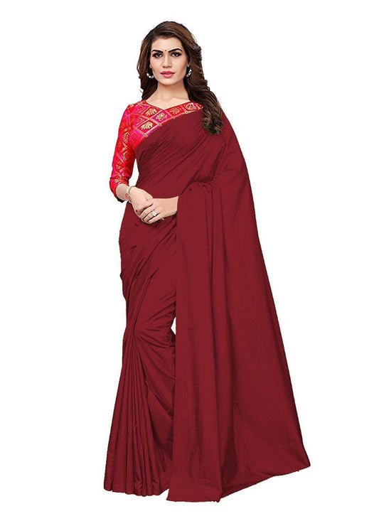 Generic Women's Zoya Silk Saree (Maroon, 5-6 Mtrs)