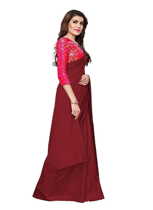 Generic Women's Zoya Silk Saree (Maroon, 5-6 Mtrs)