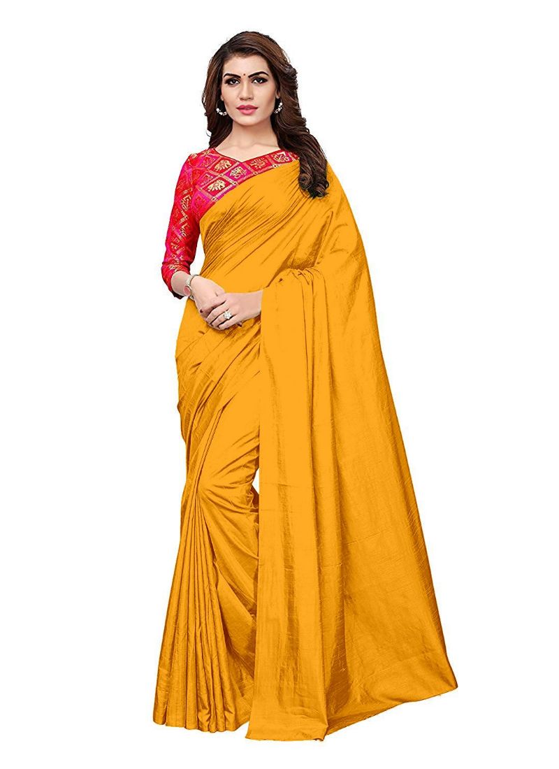 Generic Women's Zoya Silk Saree (Mustard, 5-6