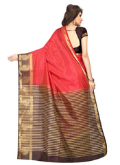 Generic Women's Nylon Silk Saree with Blouse (Red,