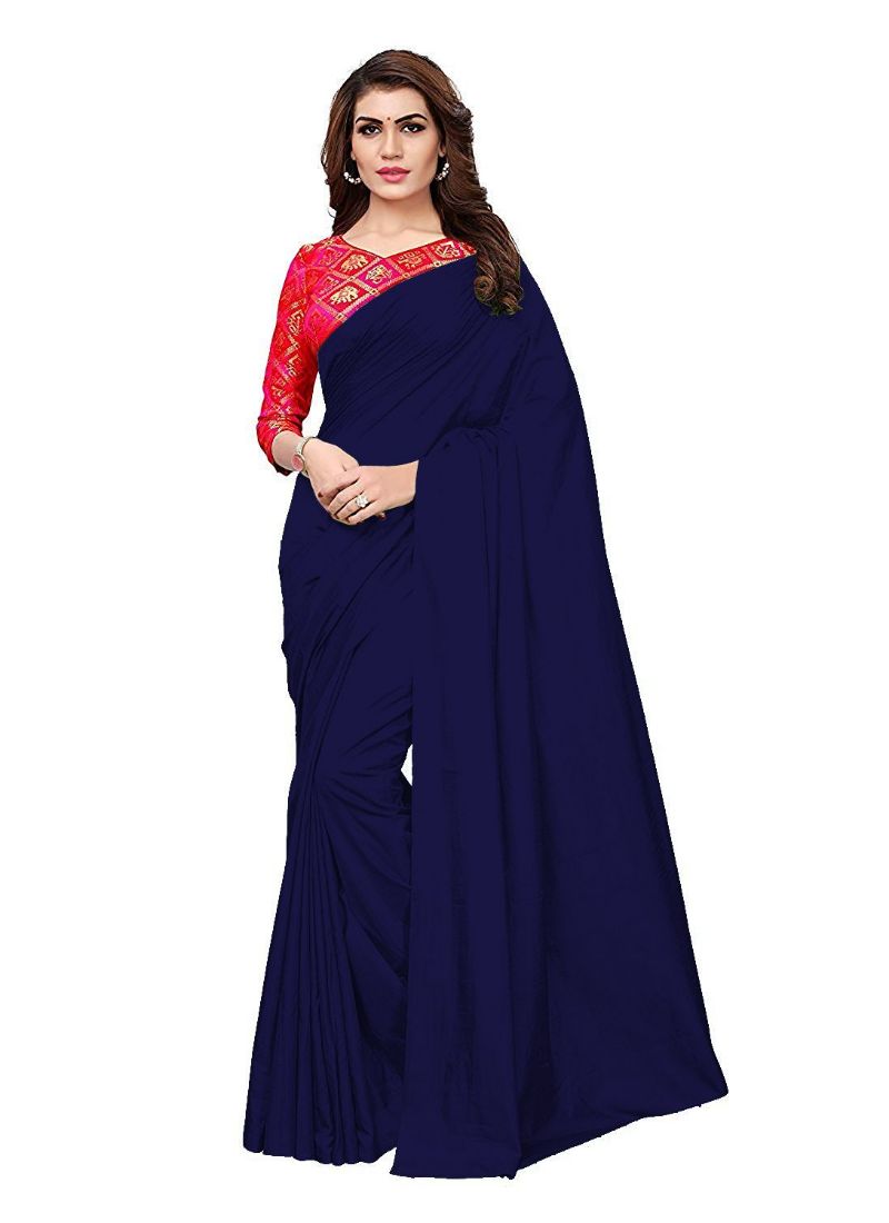 Generic Women's Zoya Silk Saree (Navy Blue, 5-6