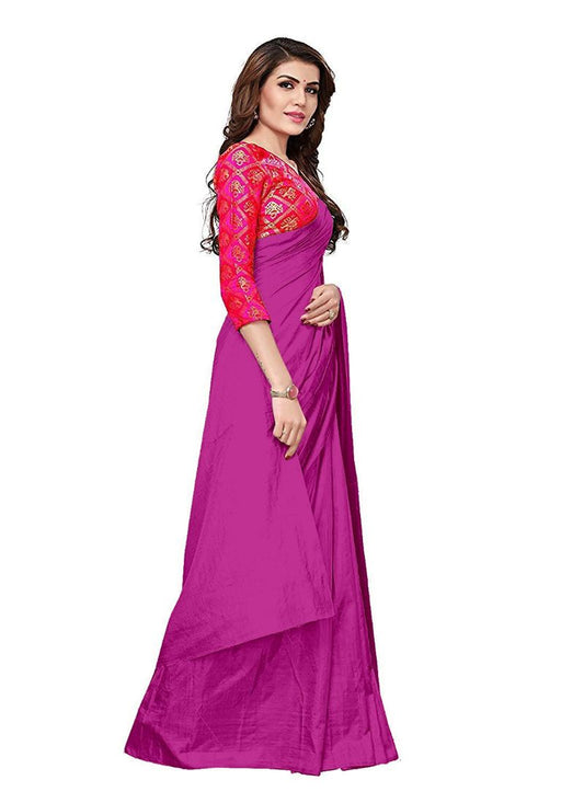 Generic Women's Zoya Silk Saree (Pink, 5-6 Mtrs)