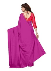 Generic Women's Zoya Silk Saree (Pink, 5-6 Mtrs)