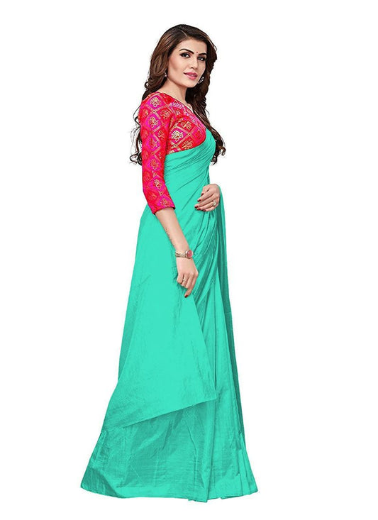 Generic Women's Zoya Silk Saree (Sea Green, 5-6