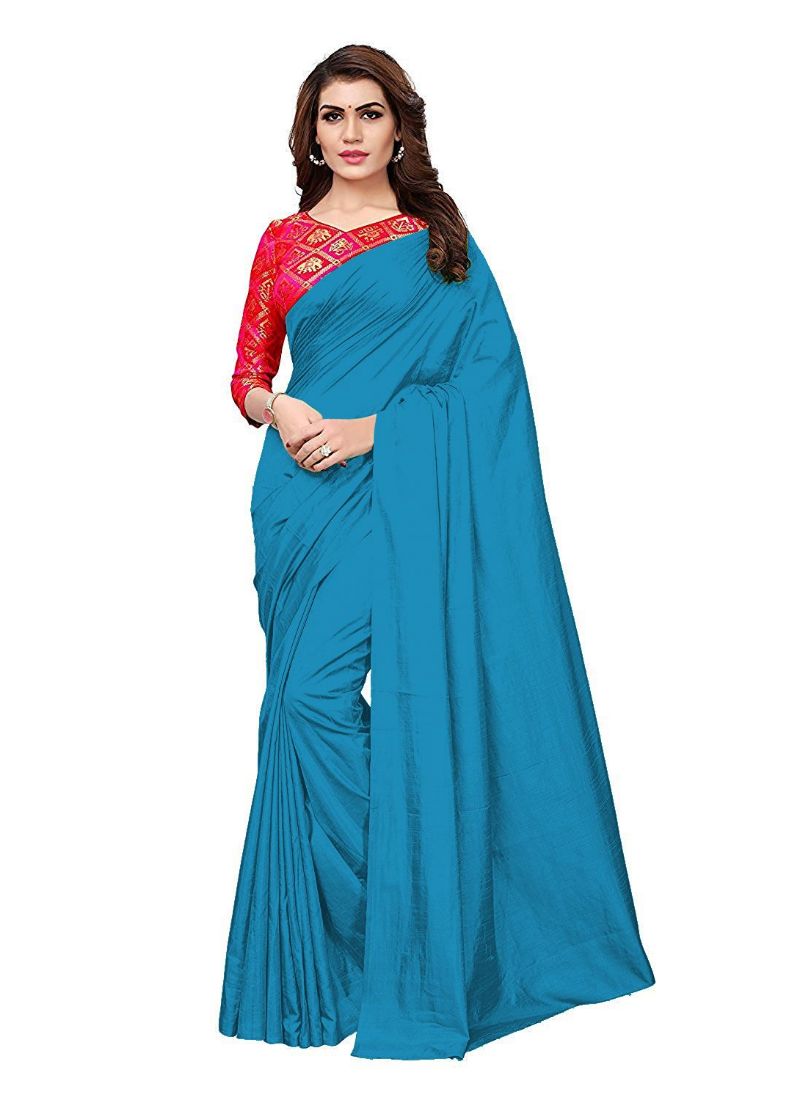 Generic Women's Zoya Silk Saree (Sky, 5-6 Mtrs)