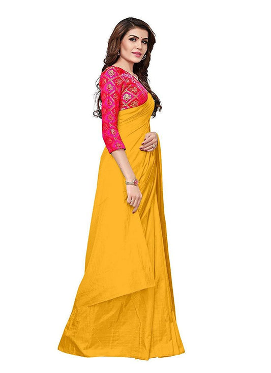 Generic Women's Zoya Silk Saree (Yellow, 5-6 Mtrs)