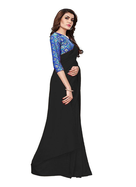 Generic Women's Zoya Silk Saree (Black, 5-6 Mtrs)