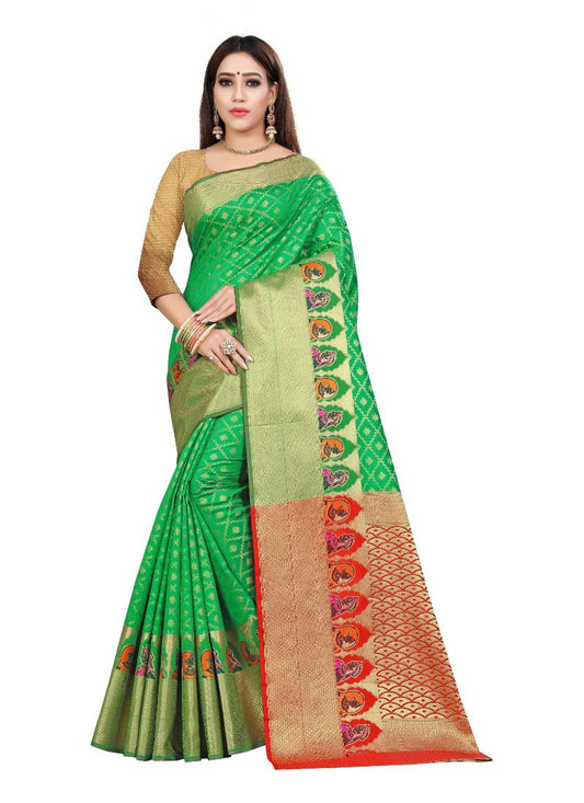 Generic Women's Kanjivaram Silk Saree with Blouse