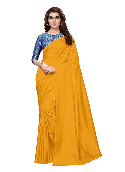 Generic Women's Zoya Silk Saree (Mustard, 5-6