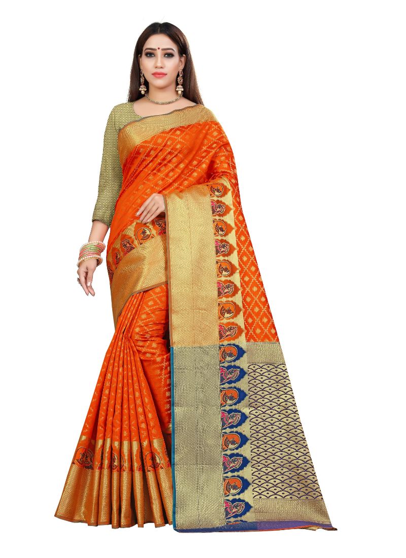 Generic Women's Kanjivaram Silk Saree with Blouse