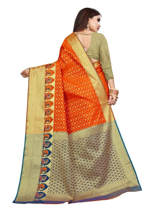 Generic Women's Kanjivaram Silk Saree with Blouse