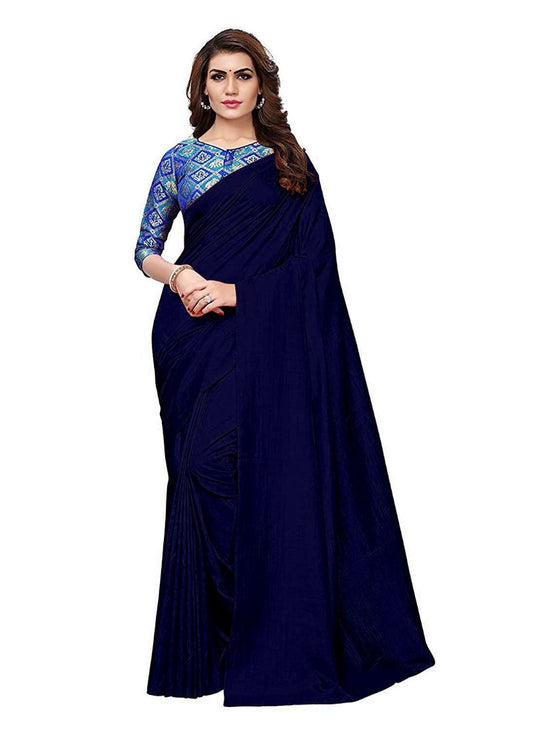 Generic Women's Zoya Silk Saree (Navy Blue, 5-6