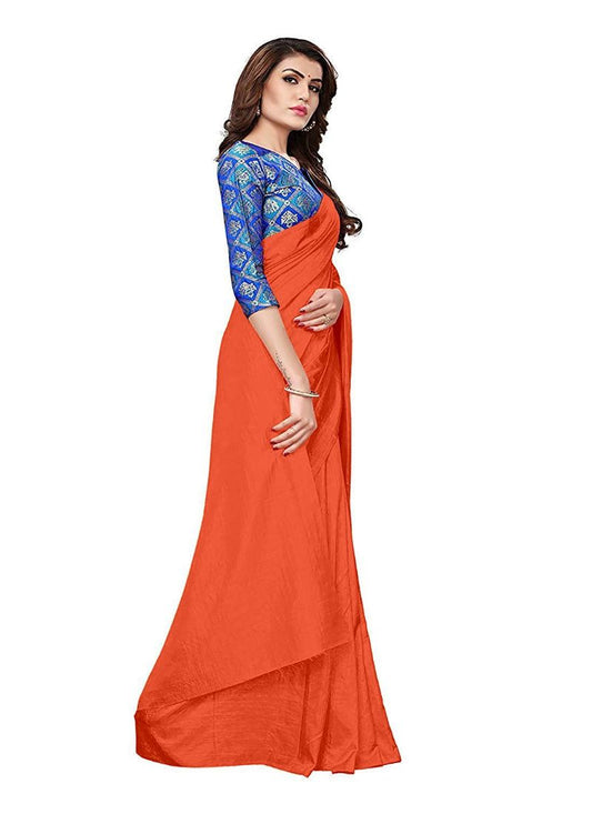 Generic Women's Zoya Silk Saree (Orange, 5-6 Mtrs)