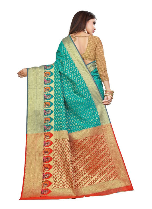 Generic Women's Kanjivaram Silk Saree with Blouse