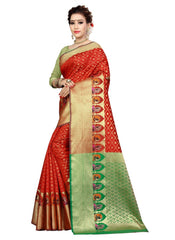 Generic Women's Kanjivaram Silk Saree with Blouse