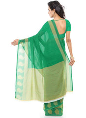 Printed Faux Georgette Green Color Saree