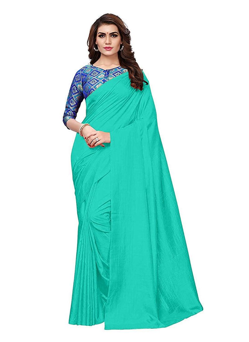 Generic Women's Zoya Silk Saree (Sea Green, 5-6