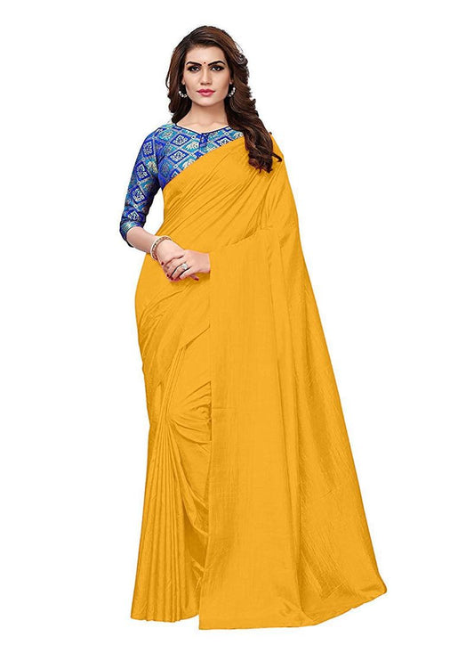 Generic Women's Zoya Silk Saree (Yellow, 5-6 Mtrs)