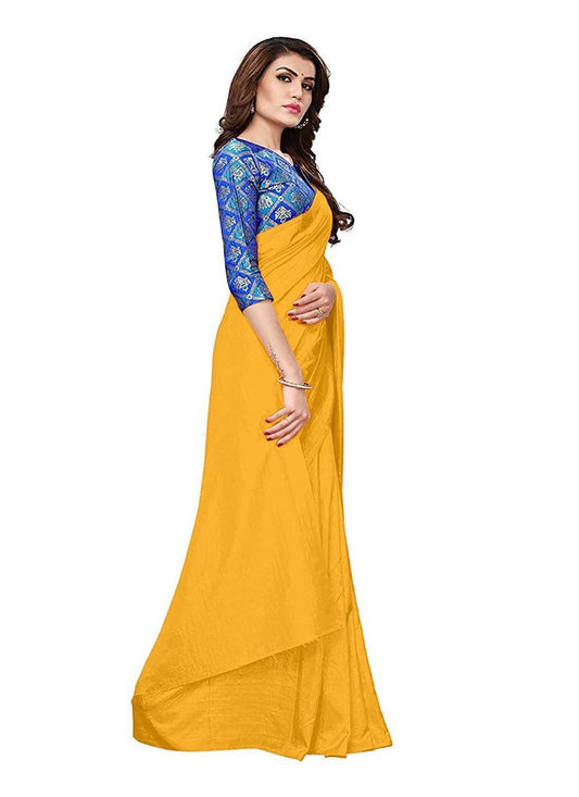 Generic Women's Zoya Silk Saree (Yellow, 5-6 Mtrs)