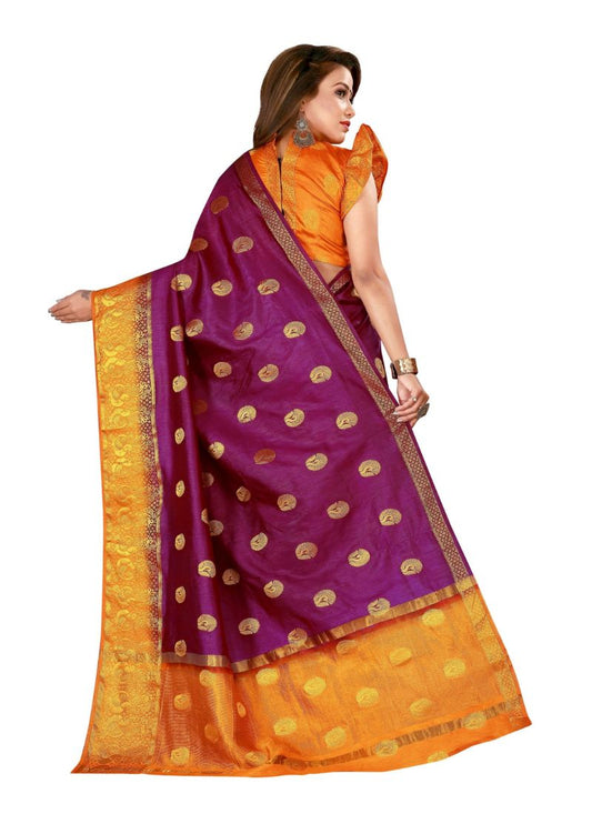 Generic Women's Nylon Silk Saree with Blouse