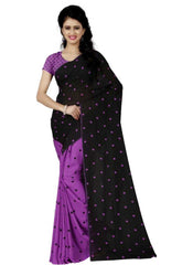 Printed Faux Georgette Purple Color Saree