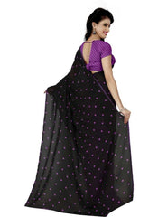 Printed Faux Georgette Purple Color Saree