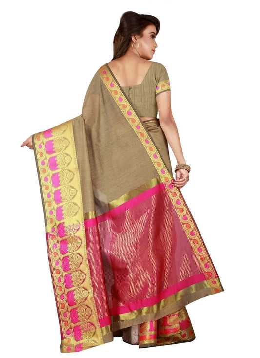 Generic Women's Cotton Saree with Blouse (Multi,