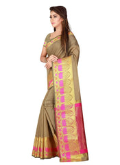 Generic Women's Cotton Saree with Blouse (Multi,