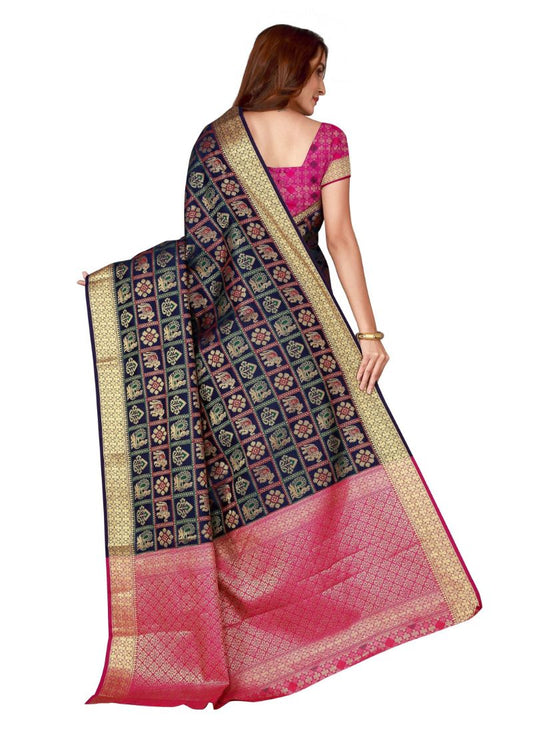 Generic Women's Kanjivaram Silk Saree with Blouse