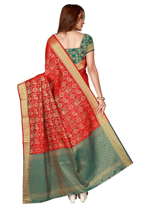 Generic Women's Kanjivaram Silk Saree with Blouse