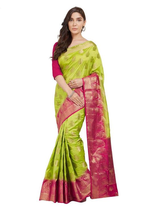 Generic Women's Nylon Silk Saree with Blouse