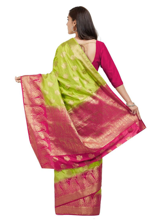 Generic Women's Nylon Silk Saree with Blouse