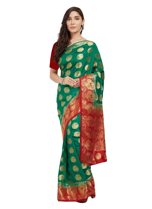 Generic Women's Nylon Silk Saree with Blouse