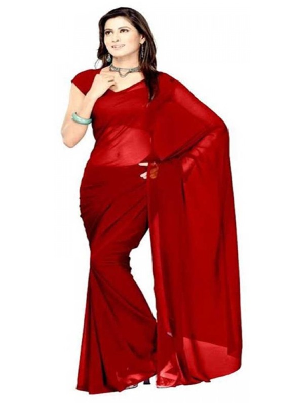 Plain Georgette Saree For Women