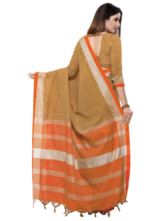 Generic Women's Blended Cotton Linen  Saree (Light