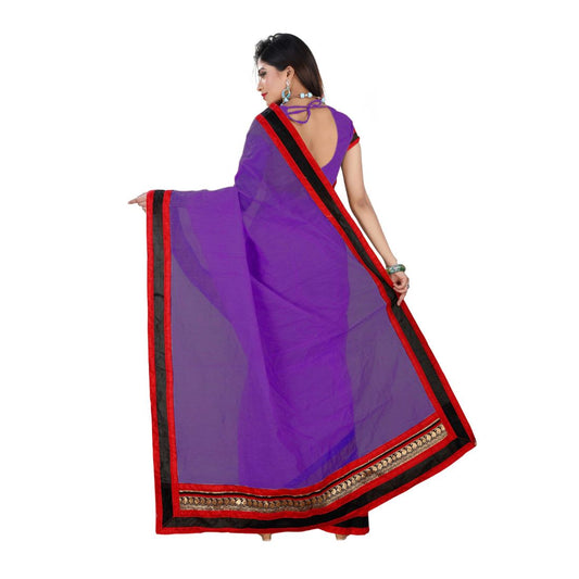 Generic Women's Chiffon Saree (Purple, 5-6 Mtrs)