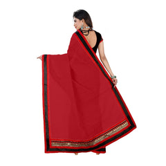 Generic Women's Chiffon Saree (Red, 5-6 Mtrs)