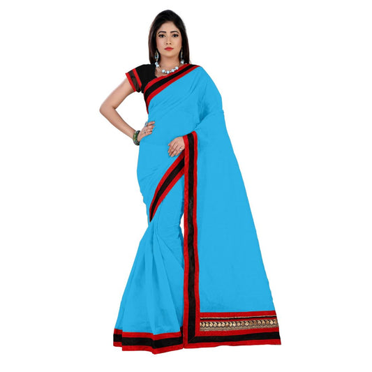 Generic Women's Chiffon Saree (Sky, 5-6 Mtrs)