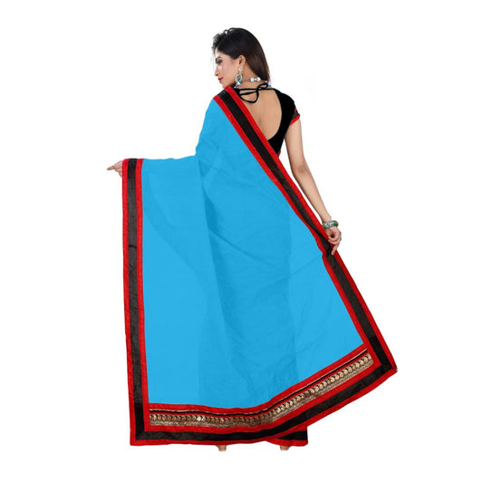 Generic Women's Chiffon Saree (Sky, 5-6 Mtrs)