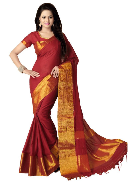 Generic Women's Handloom Mersirized Cotton Saree