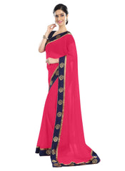 Generic Women's Chiffon Saree (Peach, 5-6 Mtrs)