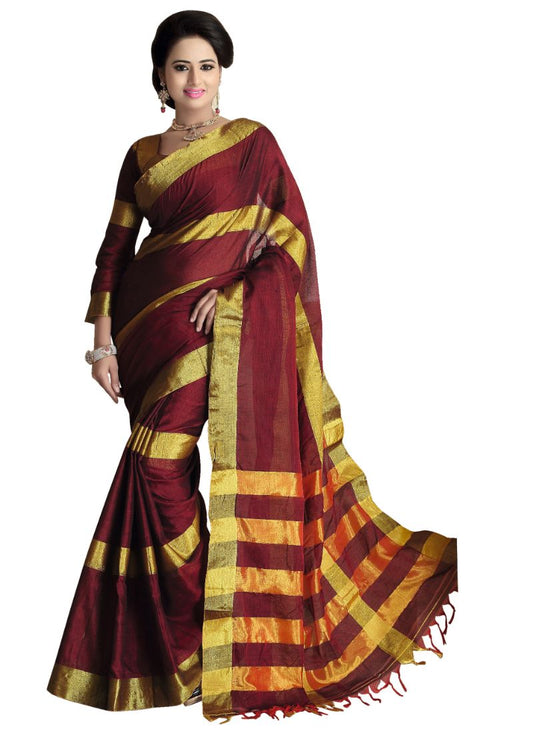 Generic Women's Handloom Mersirized Cotton Saree