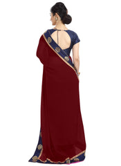 Generic Women's Chiffon Saree (Maroon, 5-6 Mtrs)