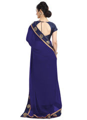 Generic Women's Chiffon Saree (Navy Blue, 5-6
