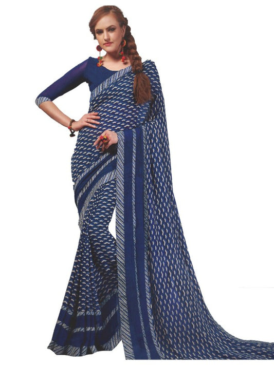 Georgette Digital Printed Saree With Blouse Dark