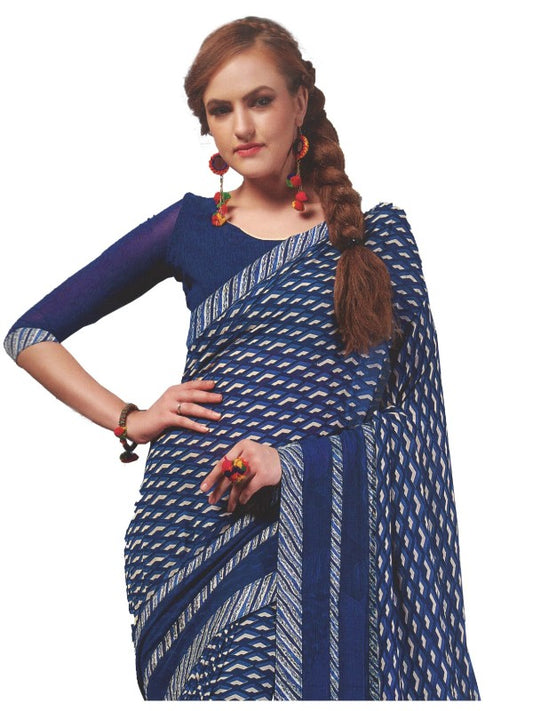 Georgette Digital Printed Saree With Blouse Dark