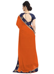 Generic Women's Chiffon Saree (Orange, 5-6 Mtrs)