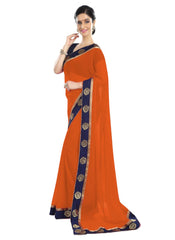 Generic Women's Chiffon Saree (Orange, 5-6 Mtrs)