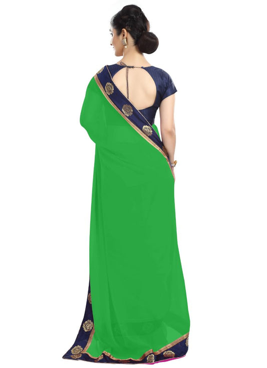 Generic Women's Chiffon Saree (Green, 5-6 Mtrs)